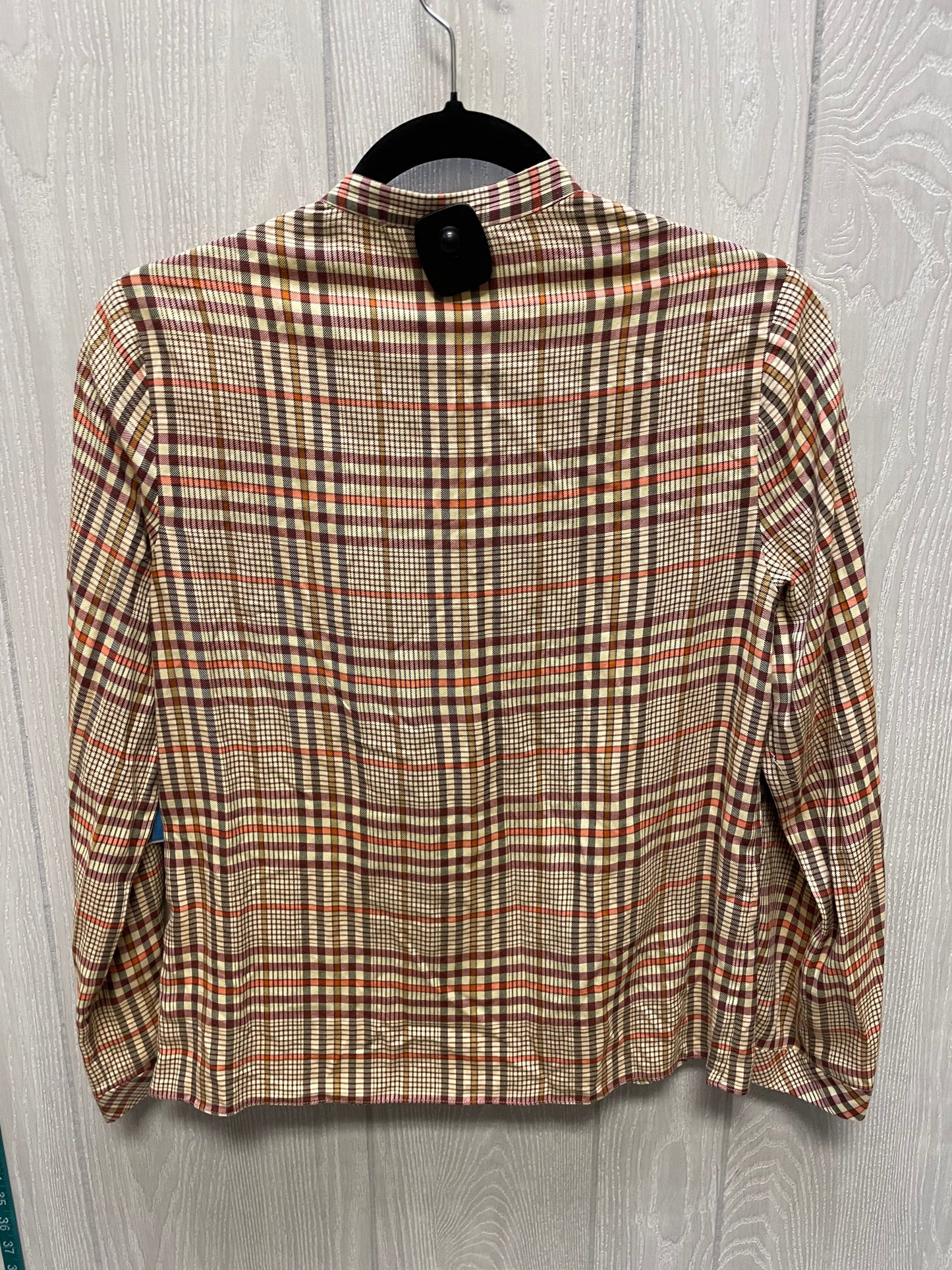 Top Long Sleeve By Zara Women In Plaid Pattern, Size: S