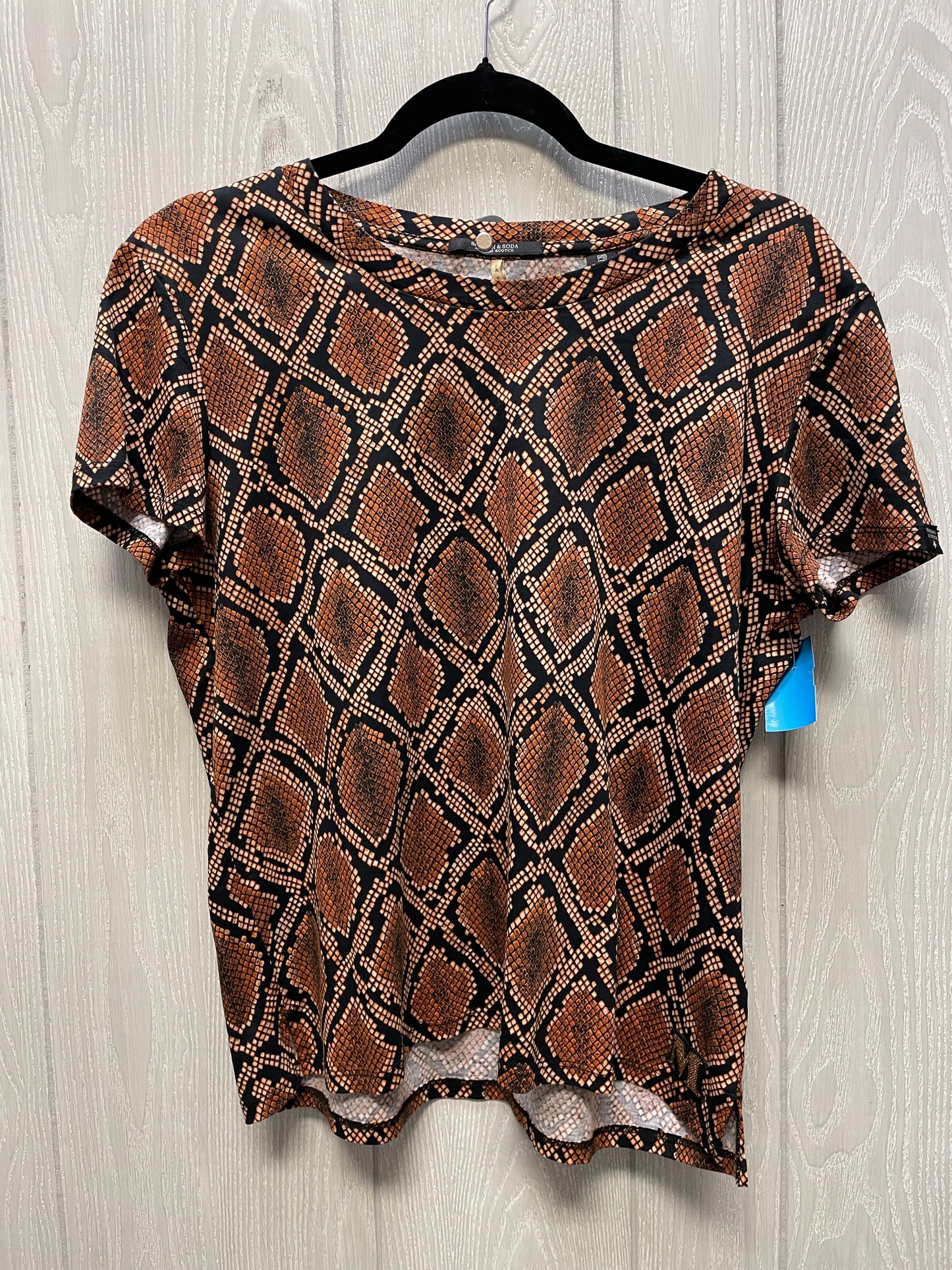 Top Short Sleeve By Scotch & Soda In Snakeskin Print, Size: M