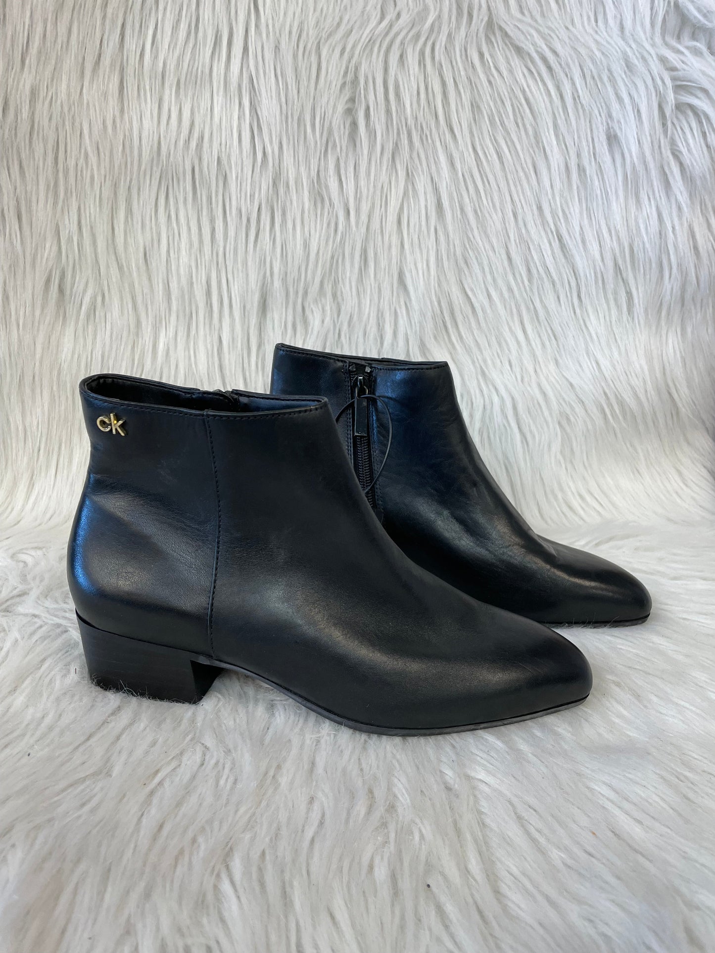 Boots Ankle Heels By Calvin Klein In Black, Size: 7.5