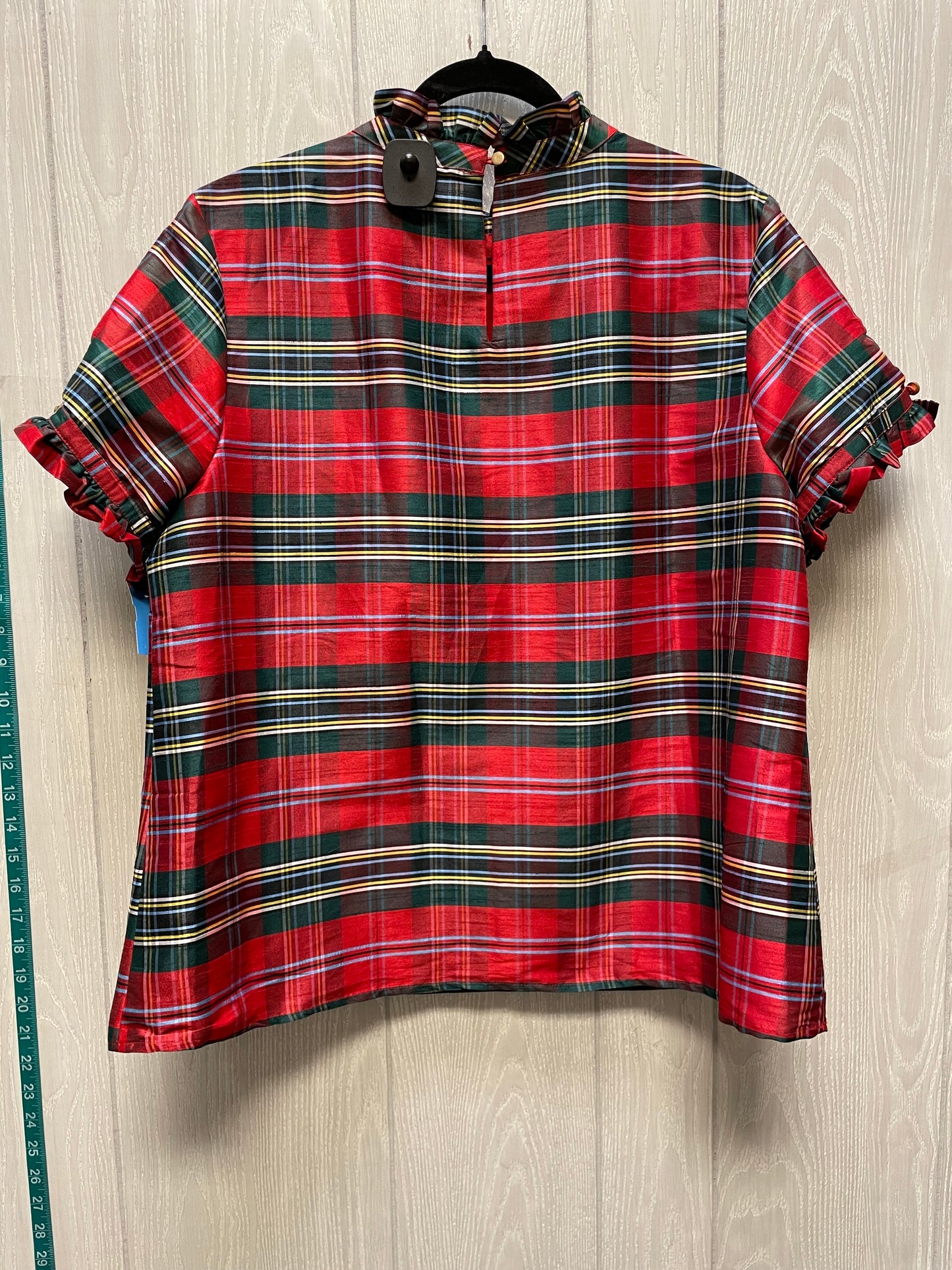 Top Short Sleeve By Crown And Ivy In Plaid Pattern, Size: Xl