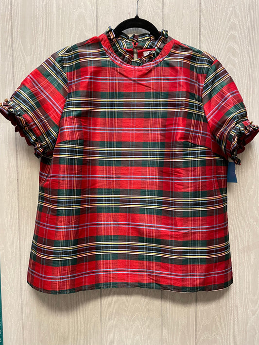 Top Short Sleeve By Crown And Ivy In Plaid Pattern, Size: Xl