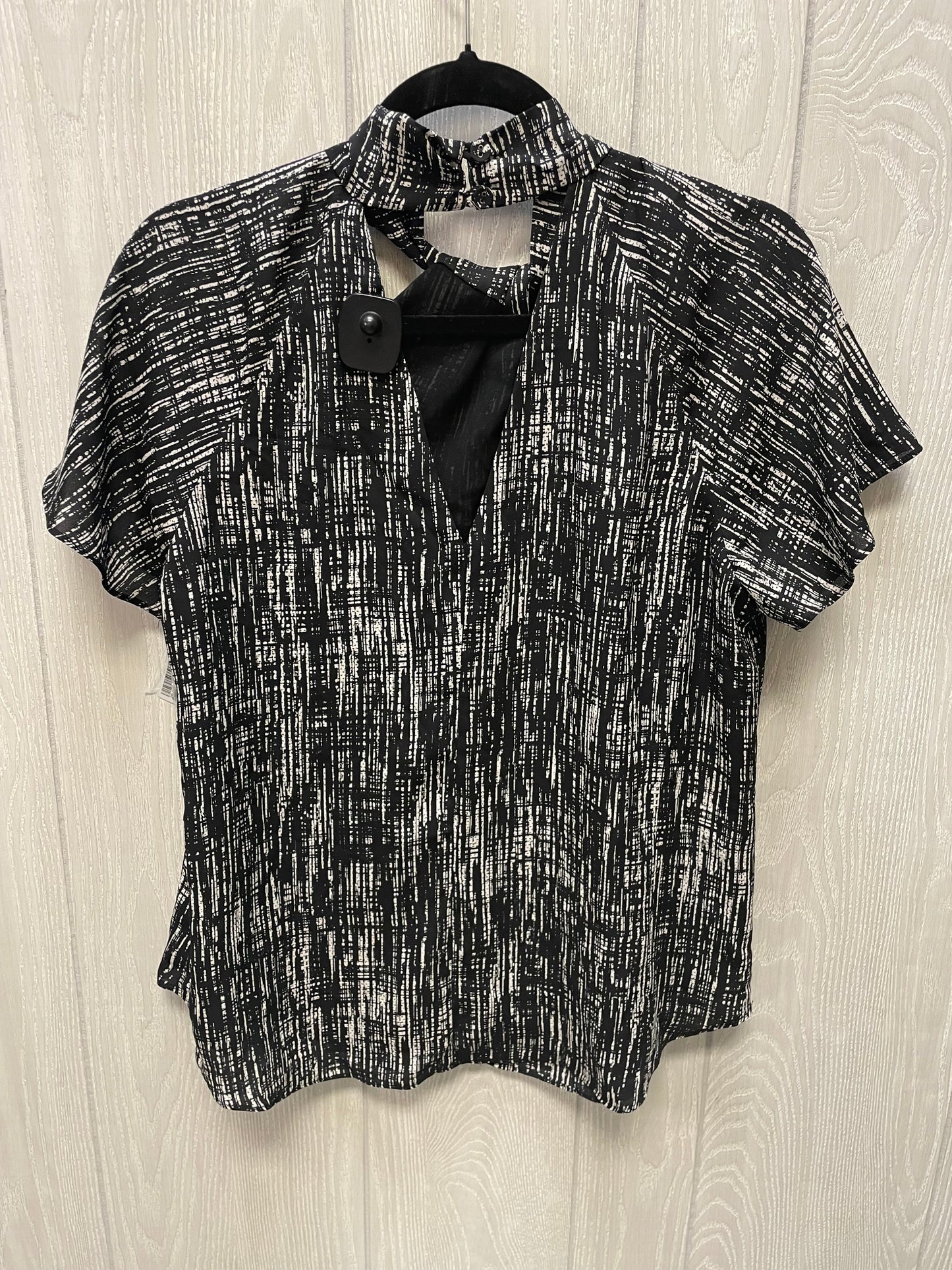 Blouse Short Sleeve By SARAH HANN In Black & Cream, Size: M