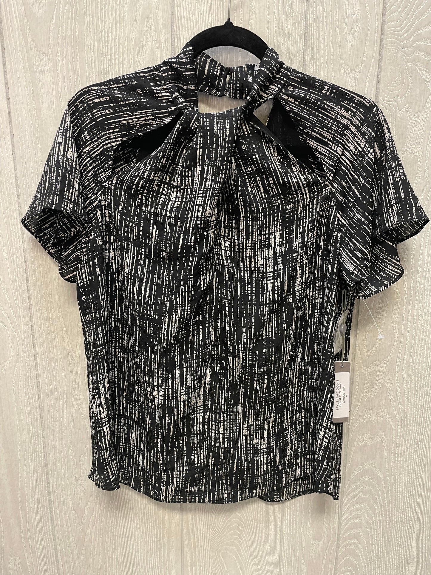 Blouse Short Sleeve By SARAH HANN In Black & Cream, Size: M