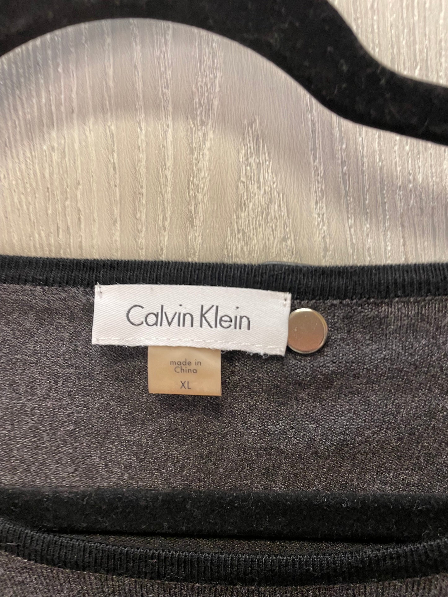 Dress Sweater By Calvin Klein In Black & Grey, Size: Xl