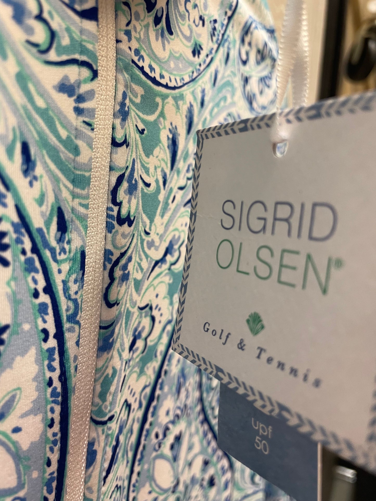 Athletic Jacket By Sigrid Olsen In Blue & White, Size: S