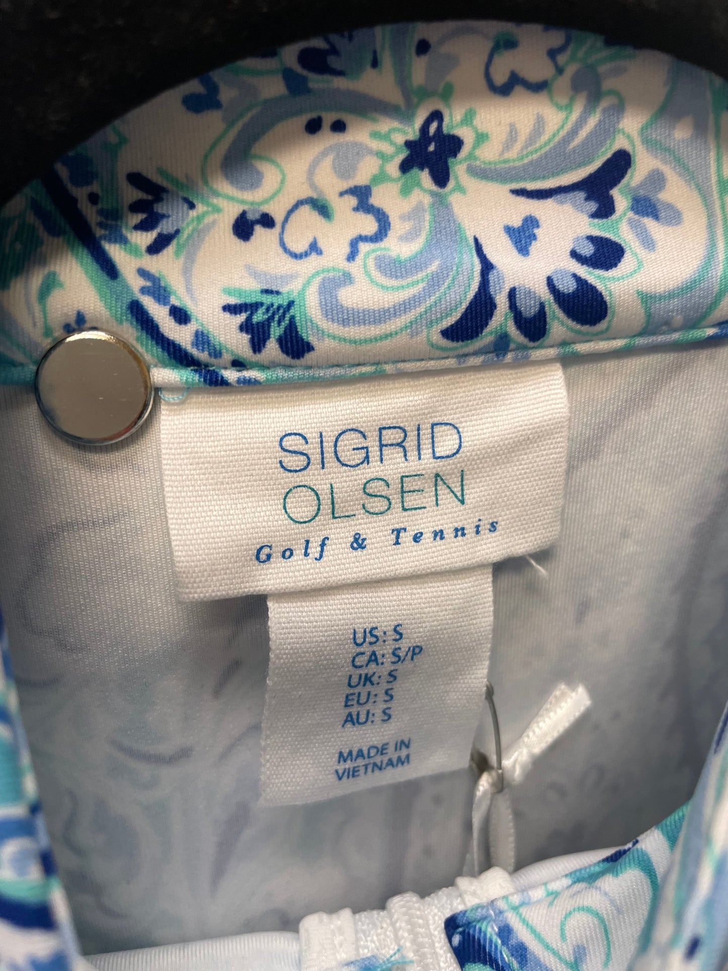 Athletic Jacket By Sigrid Olsen In Blue & White, Size: S