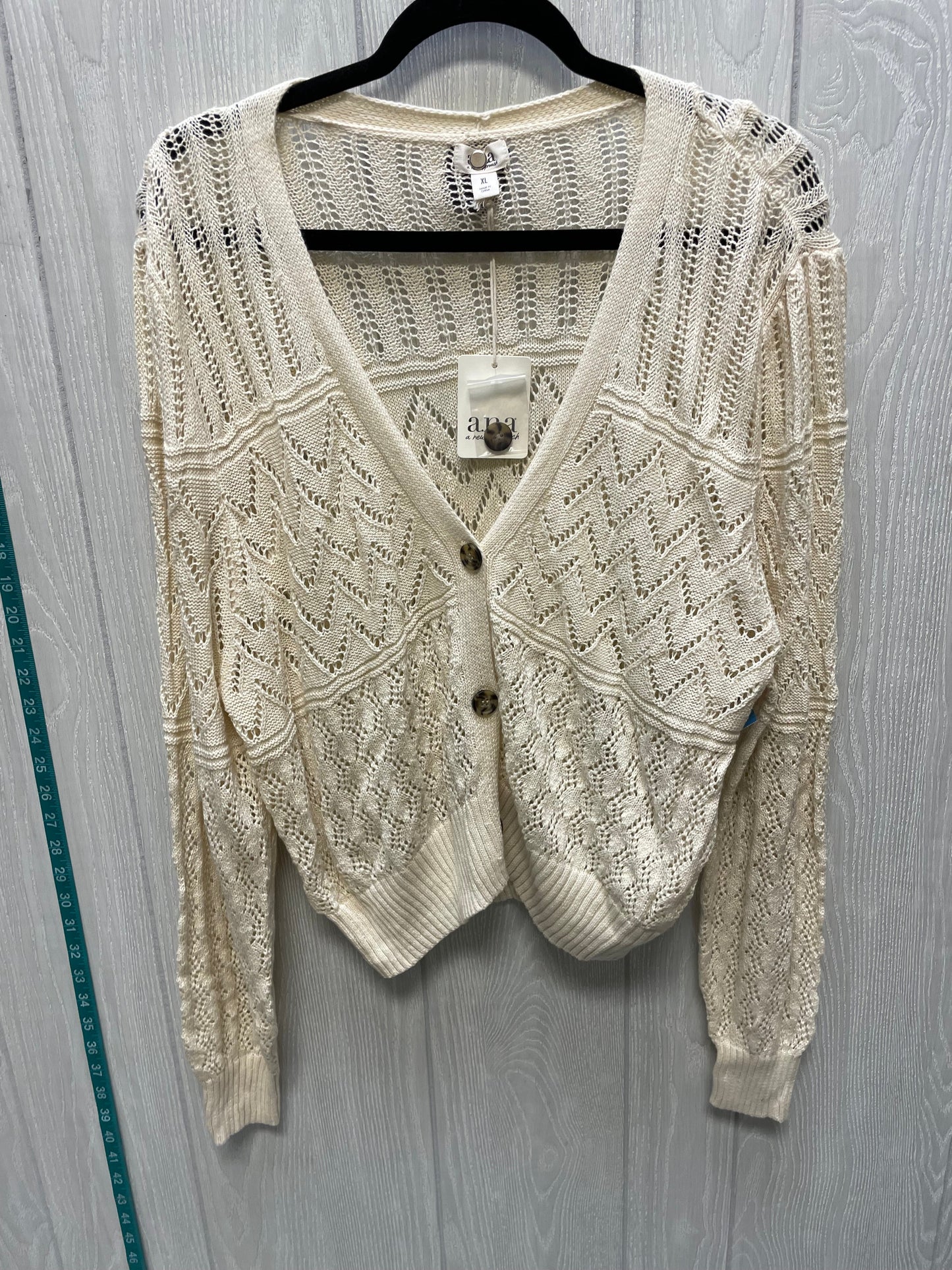 Sweater Cardigan By Ana In Cream, Size: Xl