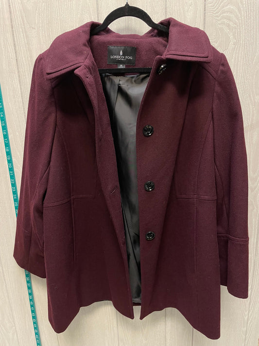 Coat Peacoat By London Fog In Maroon, Size: 1x