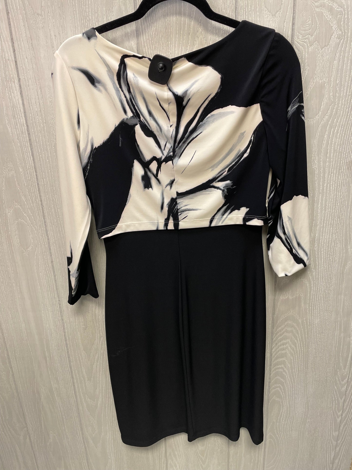 Dress Work By Lauren By Ralph Lauren In Black & Cream, Size: S