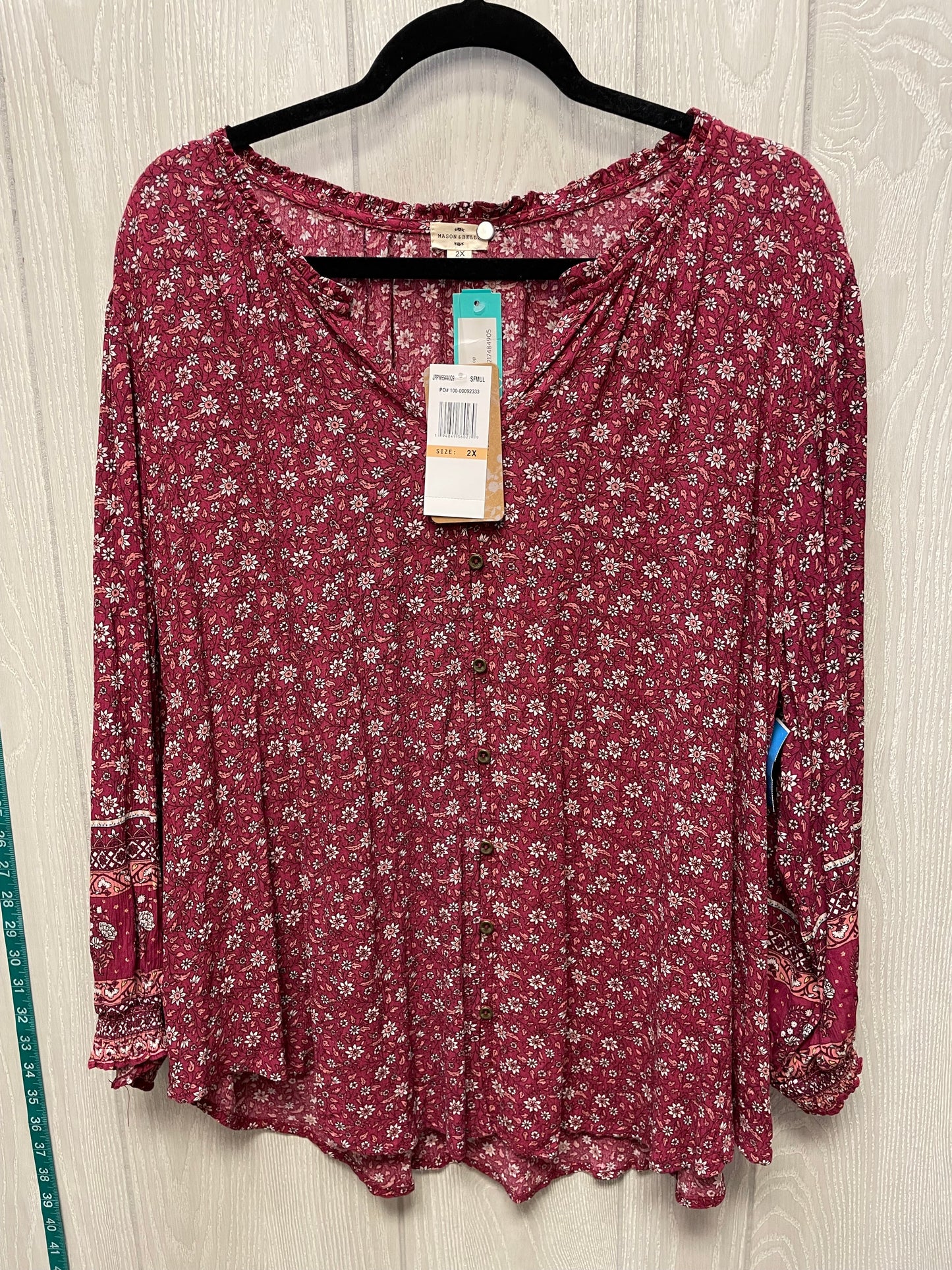 Blouse Long Sleeve By Clothes Mentor In Floral Print, Size: 2x