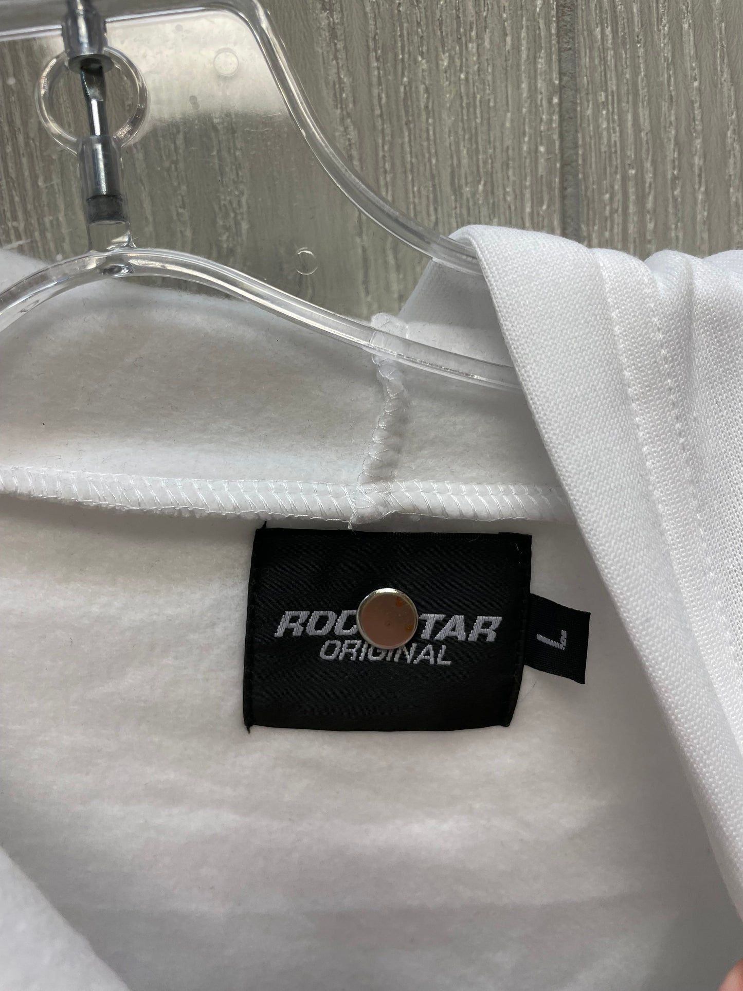 Sweatshirt Hoodie By ROCKSTAR In Silver & White, Size: L