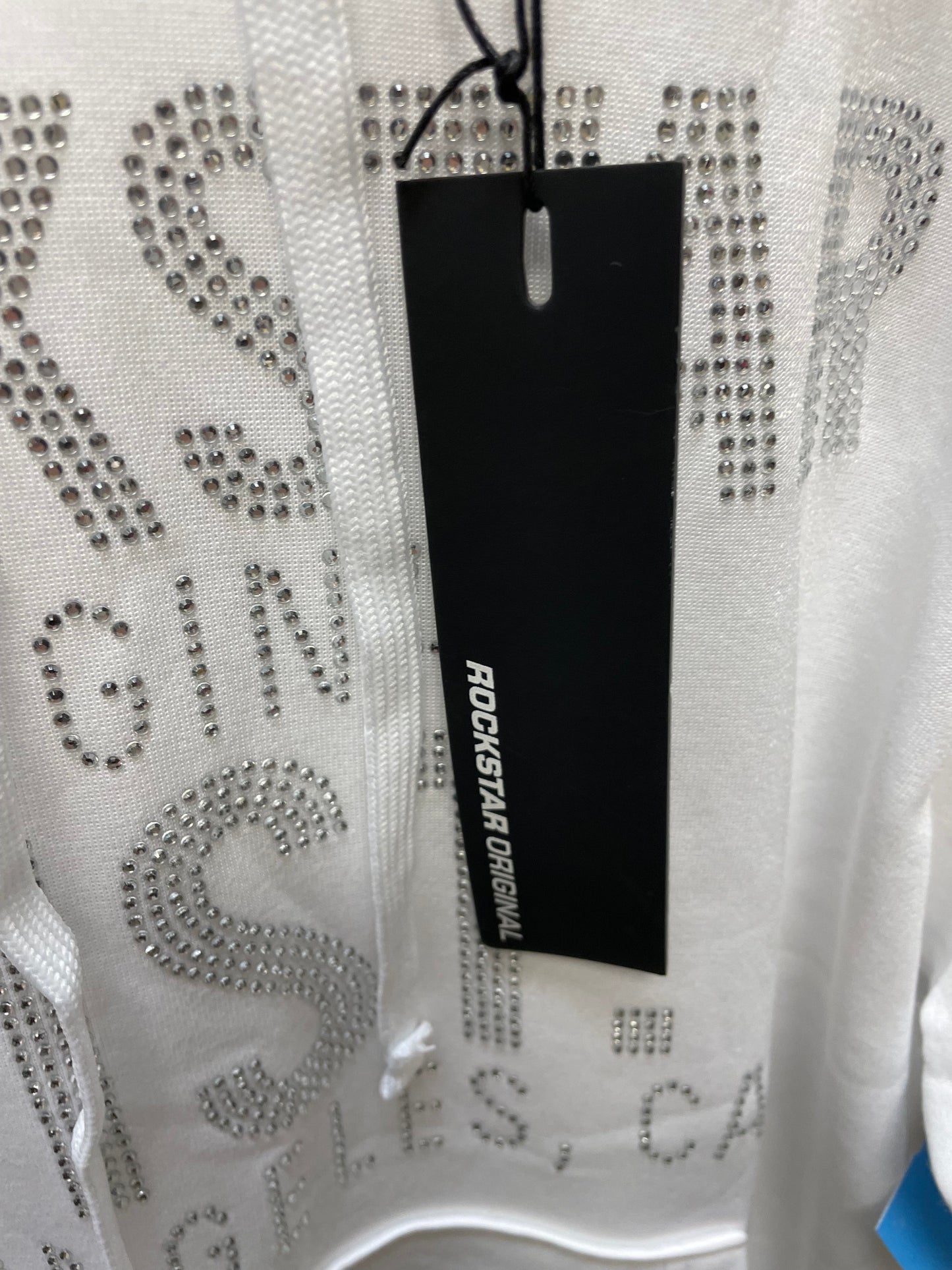 Sweatshirt Hoodie By ROCKSTAR In Silver & White, Size: L