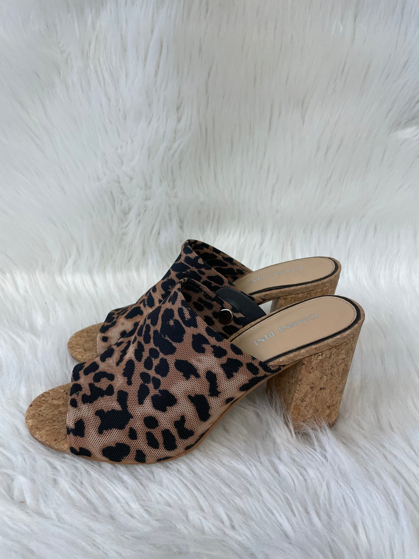 Sandals Heels Block By Gianni Bini In Animal Print, Size: 7