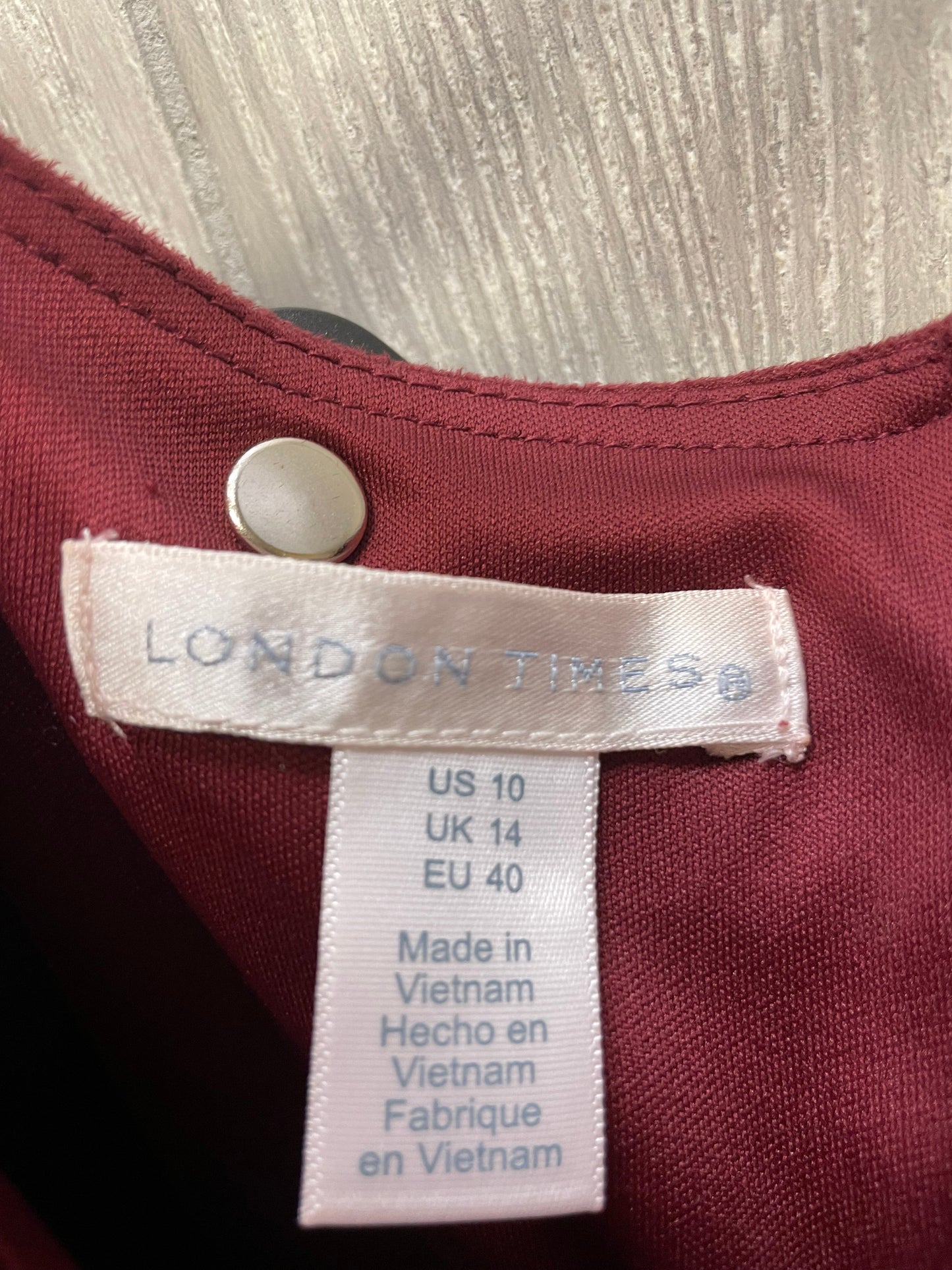 Dress Work By London Times In Maroon, Size: M