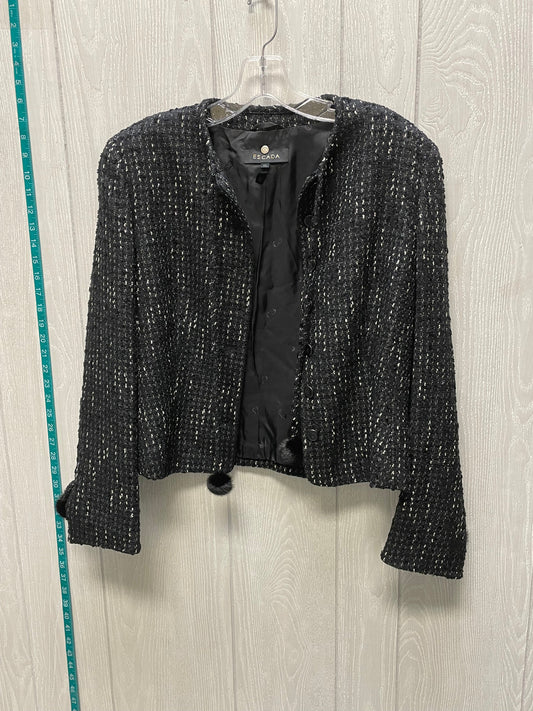 Blazer Designer By Escada In Black & White, Size: M