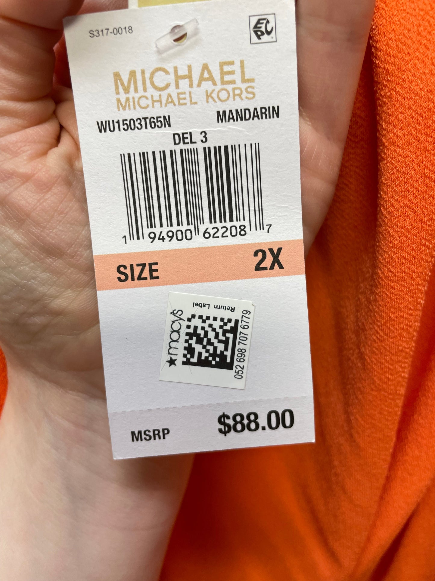 Top Long Sleeve By Michael By Michael Kors In Orange, Size: 2x