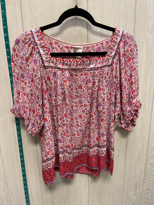 Floral Print Top Short Sleeve Knox Rose, Size L