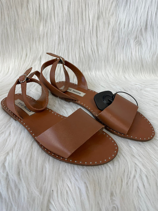 Brown Sandals Flats Steve Madden, Size 9