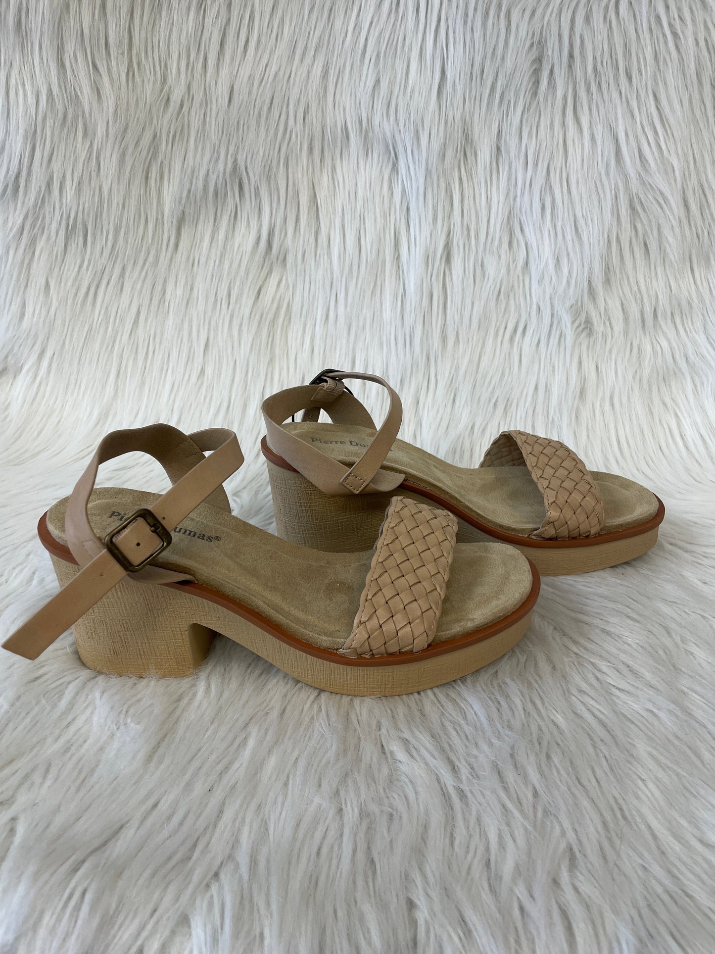 Sandals Heels Block By Pierre Dumas In Tan, Size: 10