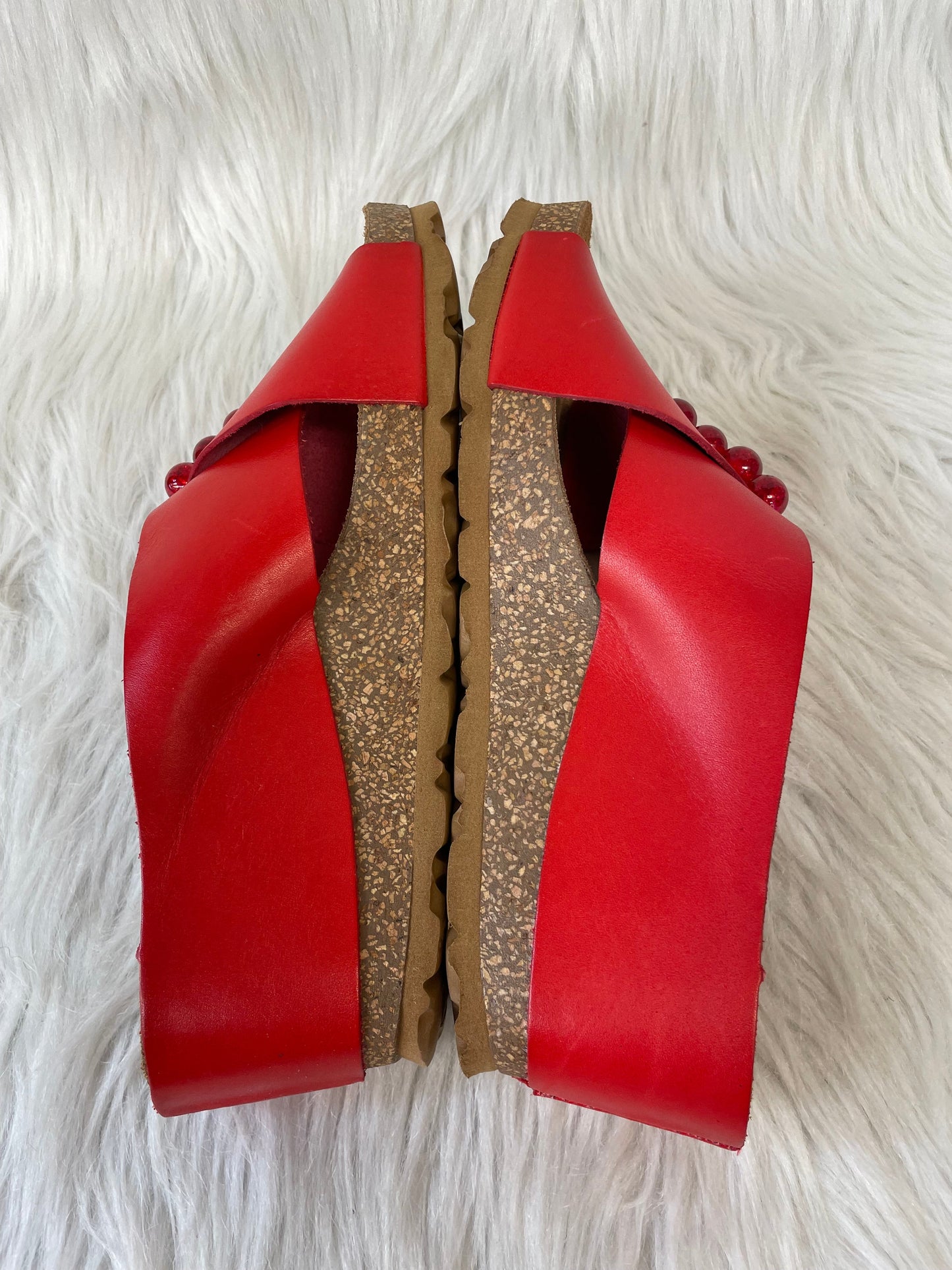 Sandals Heels Wedge By Clothes Mentor In Red, Size: 6.5