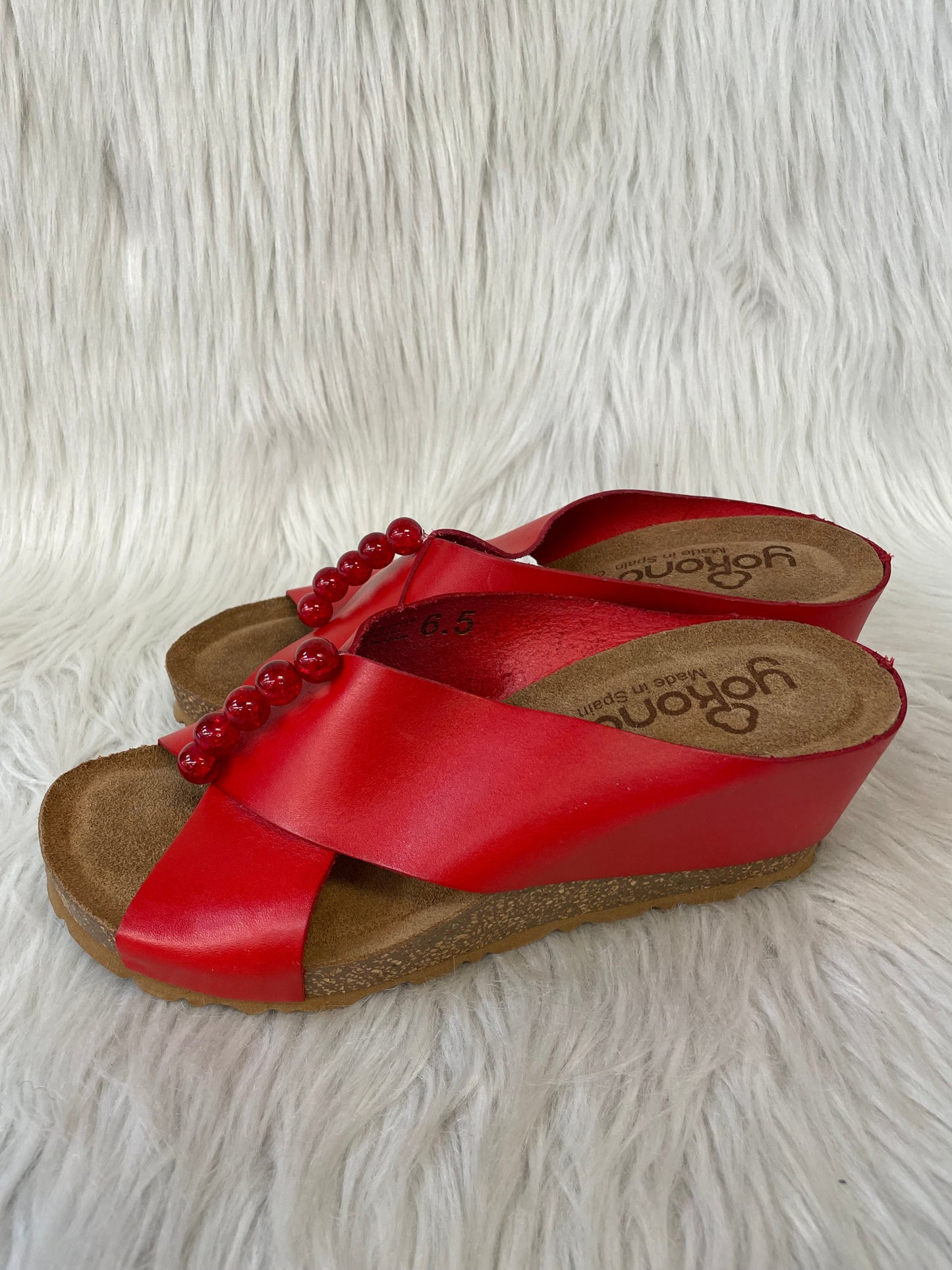 Sandals Heels Wedge By Clothes Mentor In Red, Size: 6.5