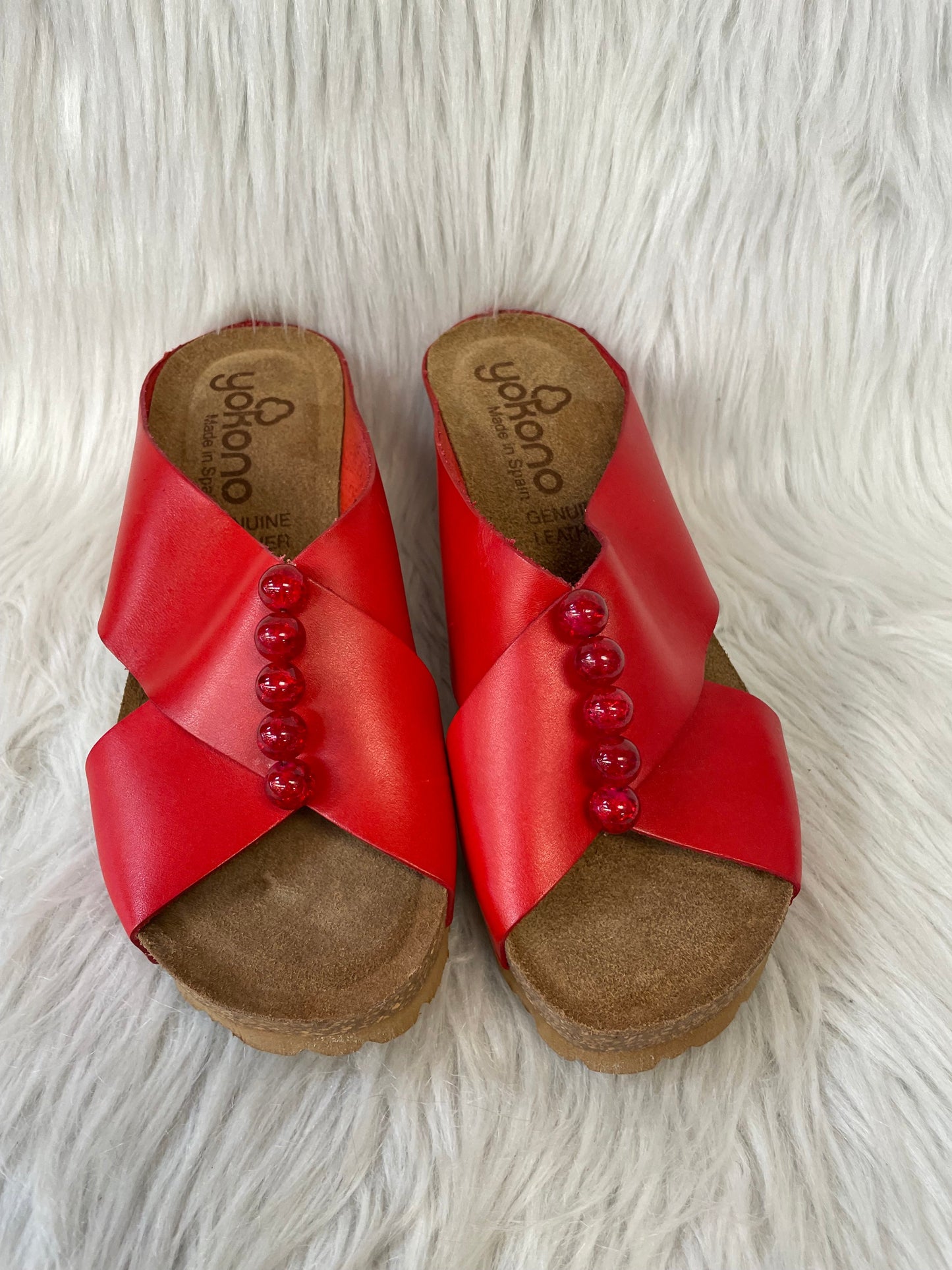 Sandals Heels Wedge By Clothes Mentor In Red, Size: 6.5