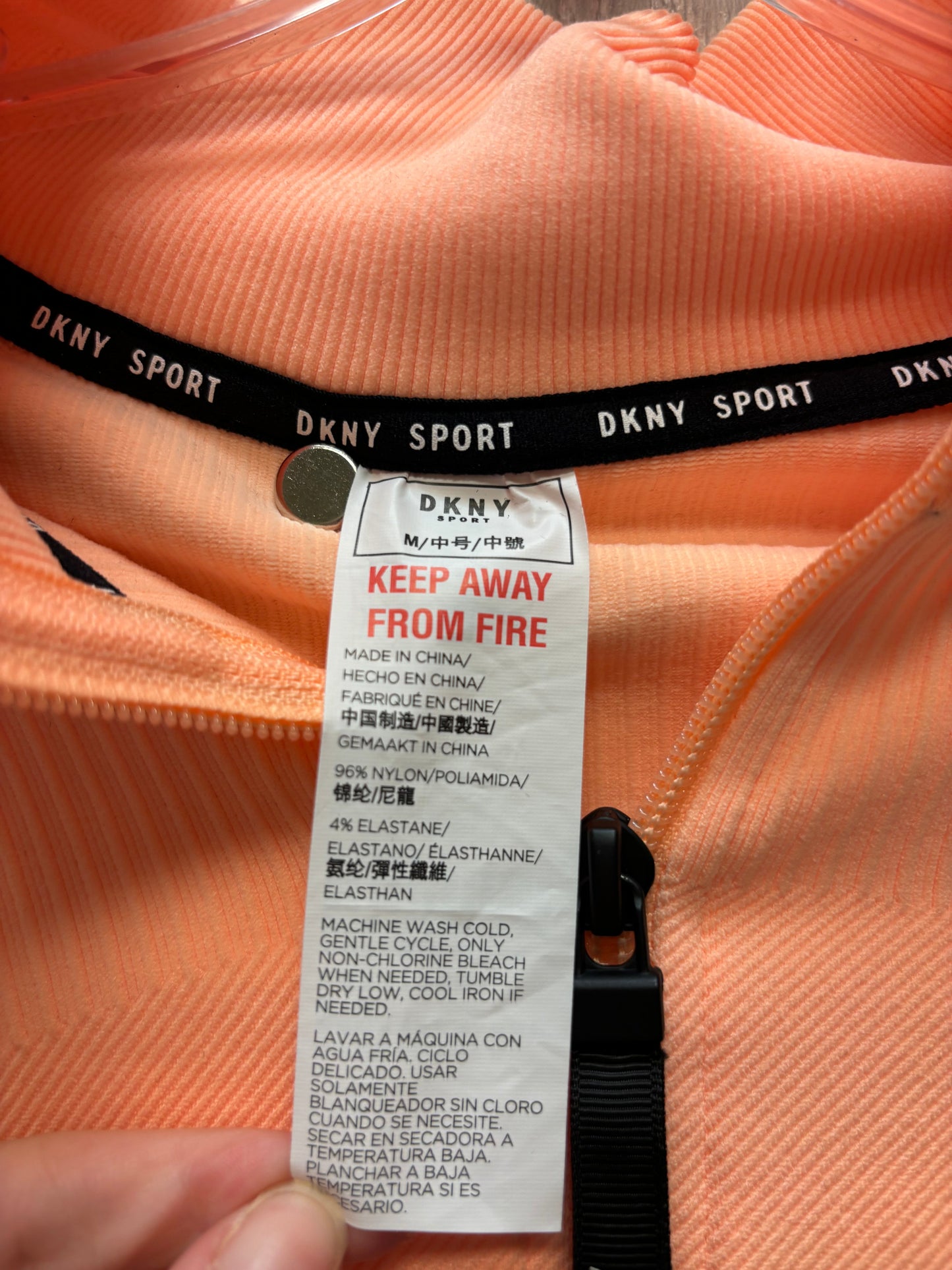 Athletic Jacket By Dkny In Orange, Size: S