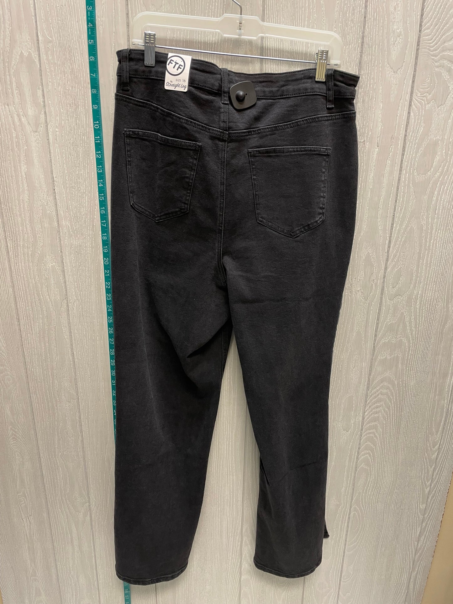 Black Jeans Straight Fashion To Figure, Size 16