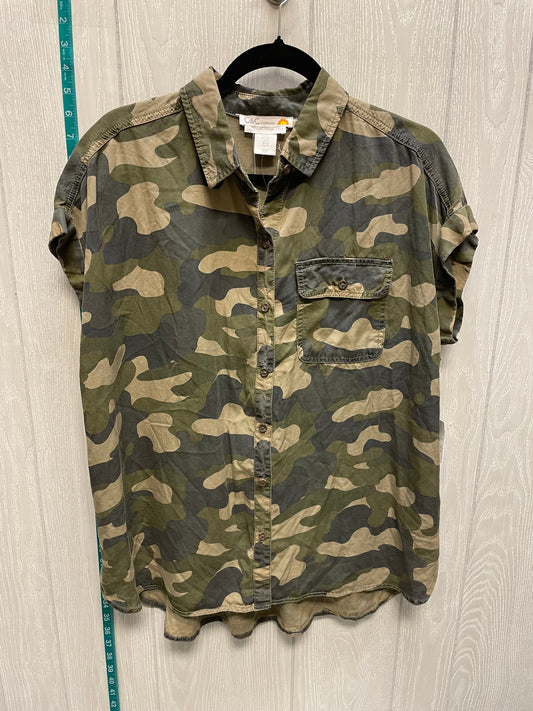 Camouflage Print Top Short Sleeve C And C, Size M