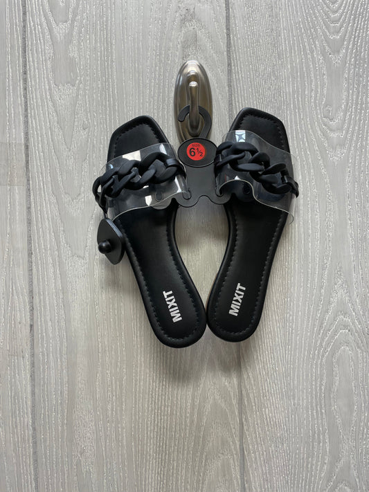 Black Sandals Flats Mix It, Size 6.5