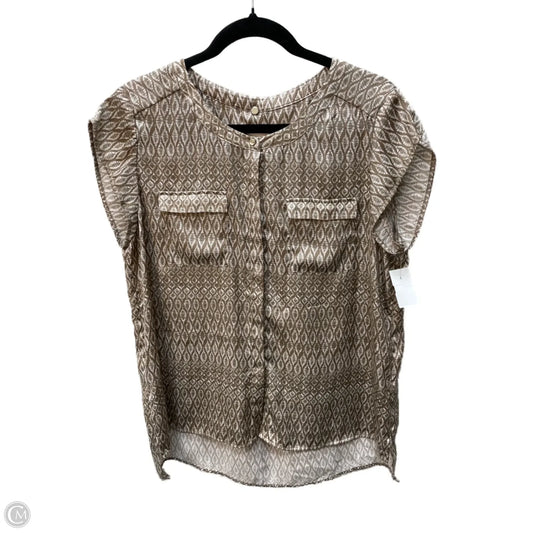 Blouse Short Sleeve By Chicos In Brown & White, Size: M