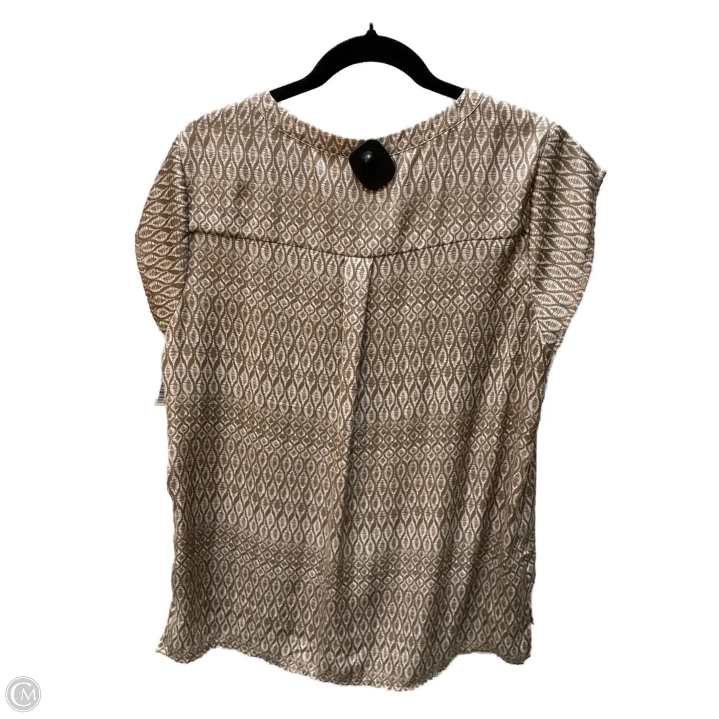 Blouse Short Sleeve By Chicos In Brown & White, Size: M