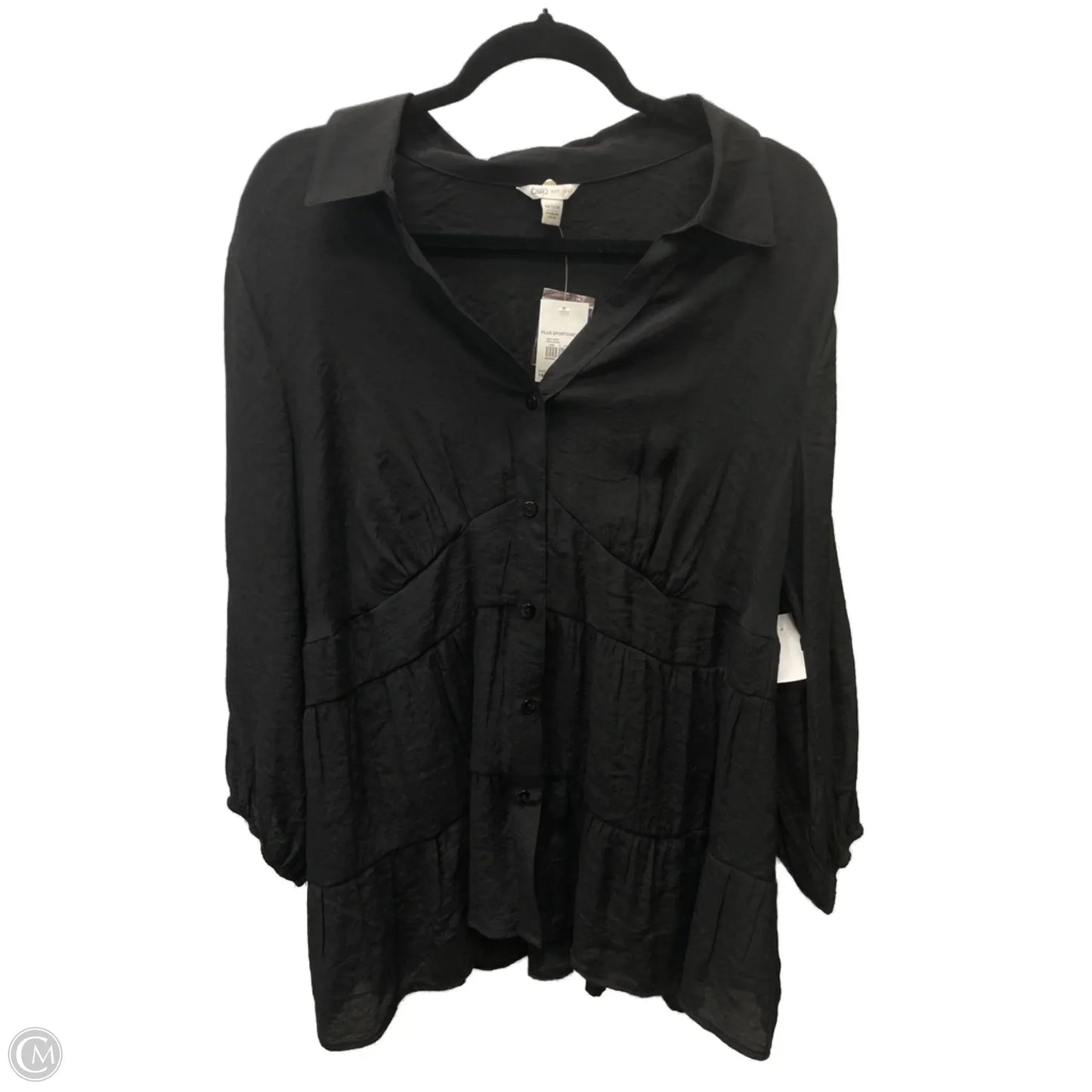 Top Long Sleeve By Cato In Black, Size: 1x