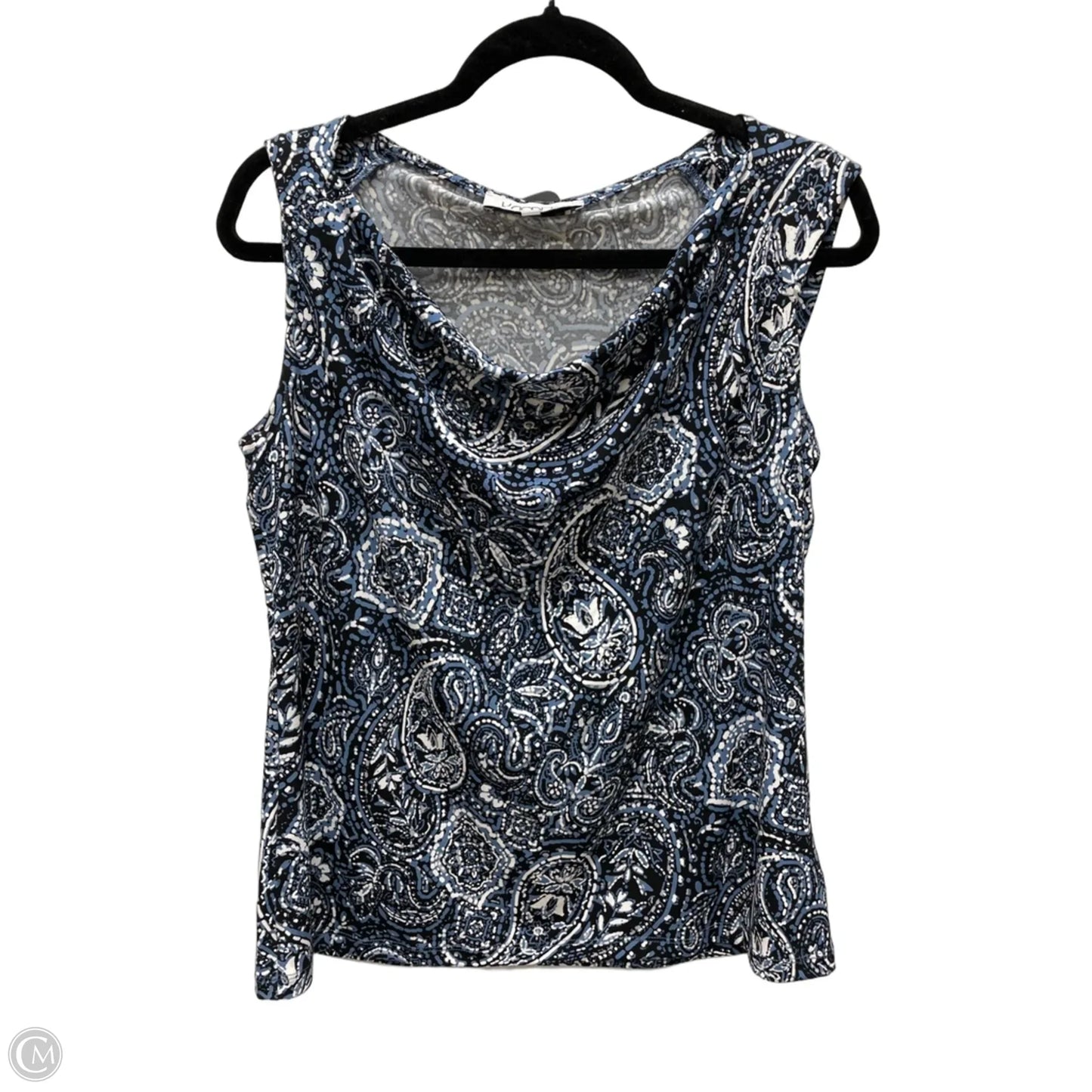 Top Sleeveless By Kasper In Blue & White, Size: L