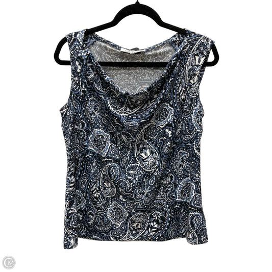 Top Sleeveless By Kasper In Blue & White, Size: L