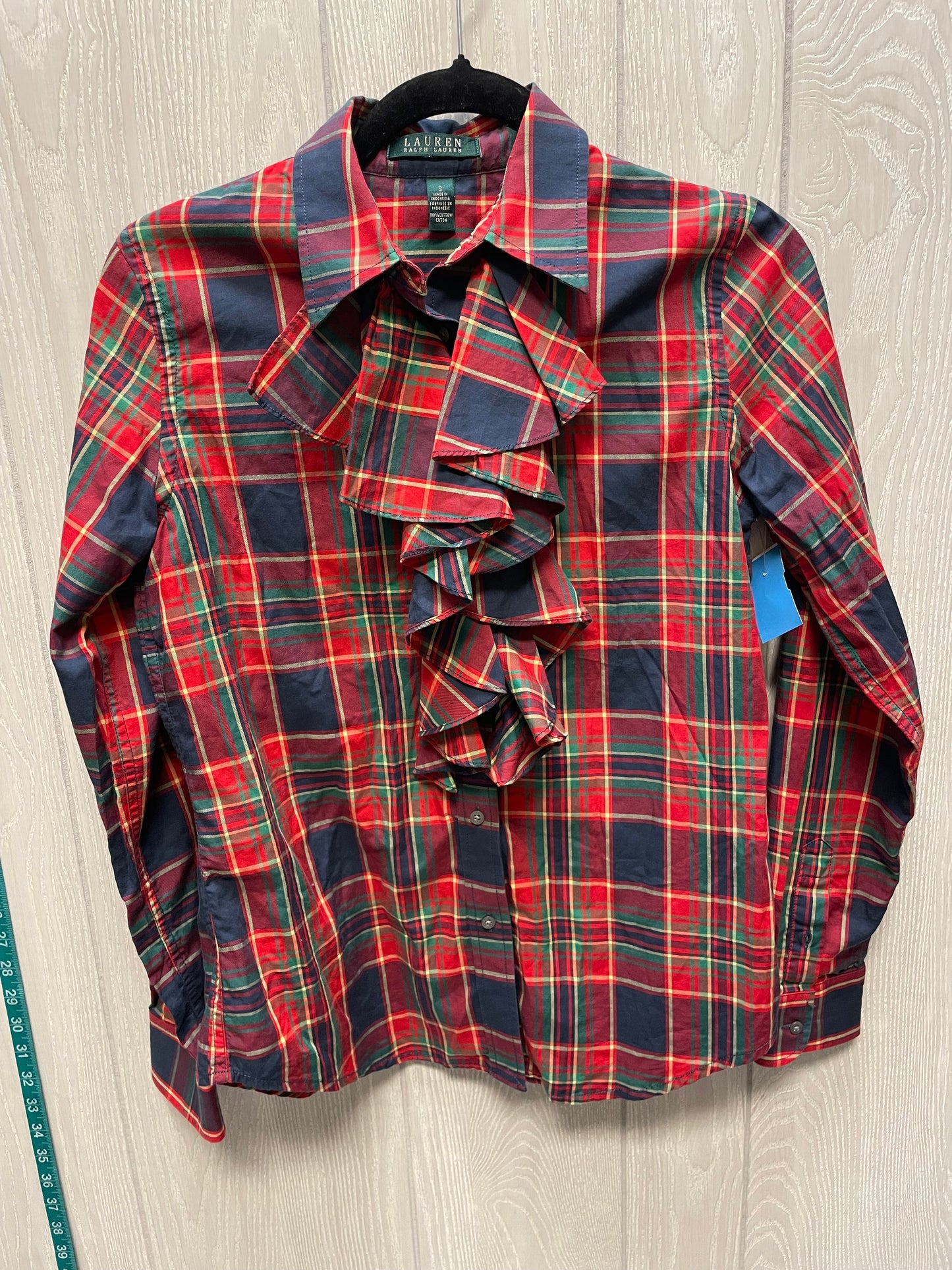 Top Long Sleeve By Lauren By Ralph Lauren In Plaid Pattern, Size: S