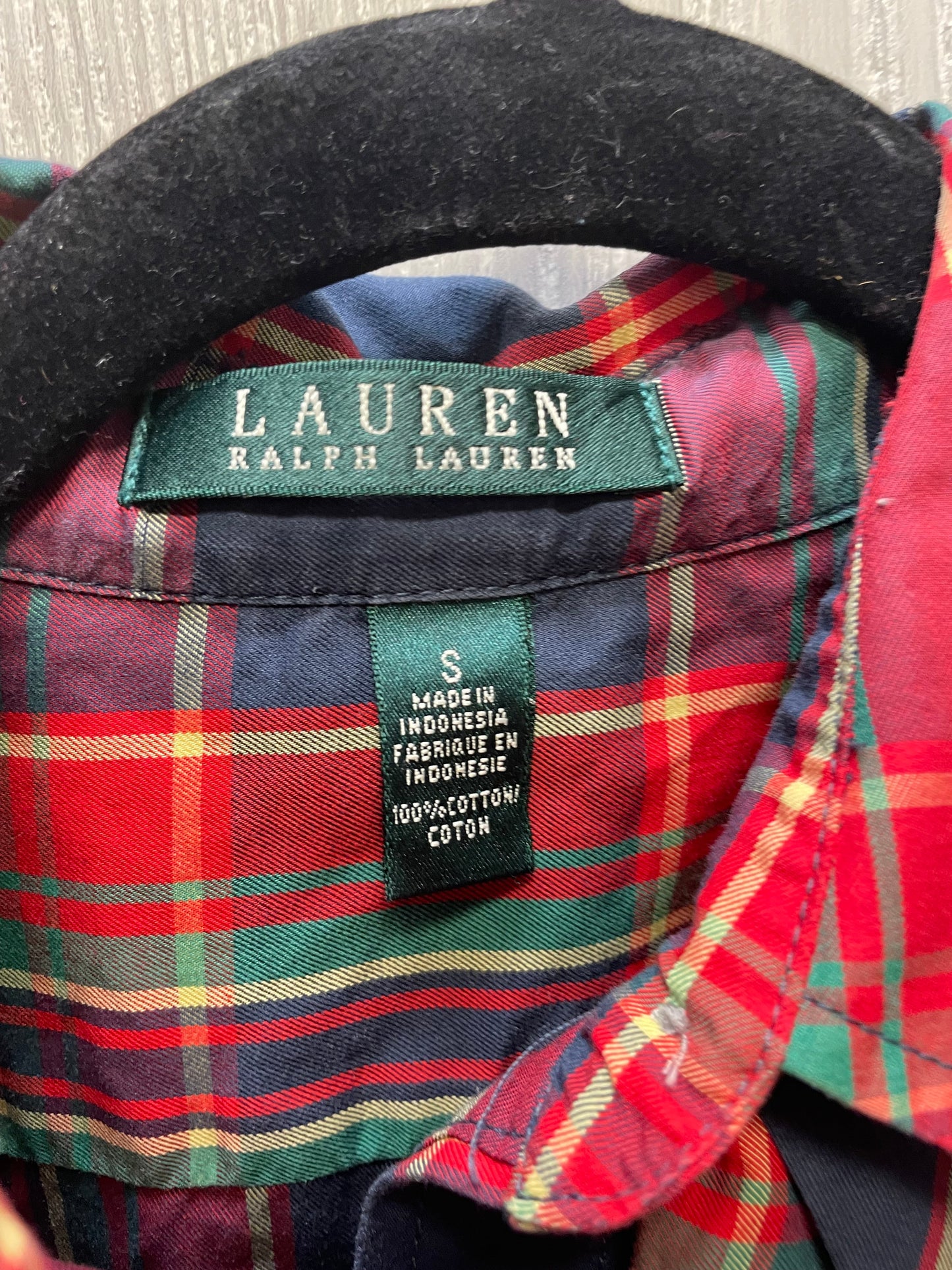 Top Long Sleeve By Lauren By Ralph Lauren In Plaid Pattern, Size: S