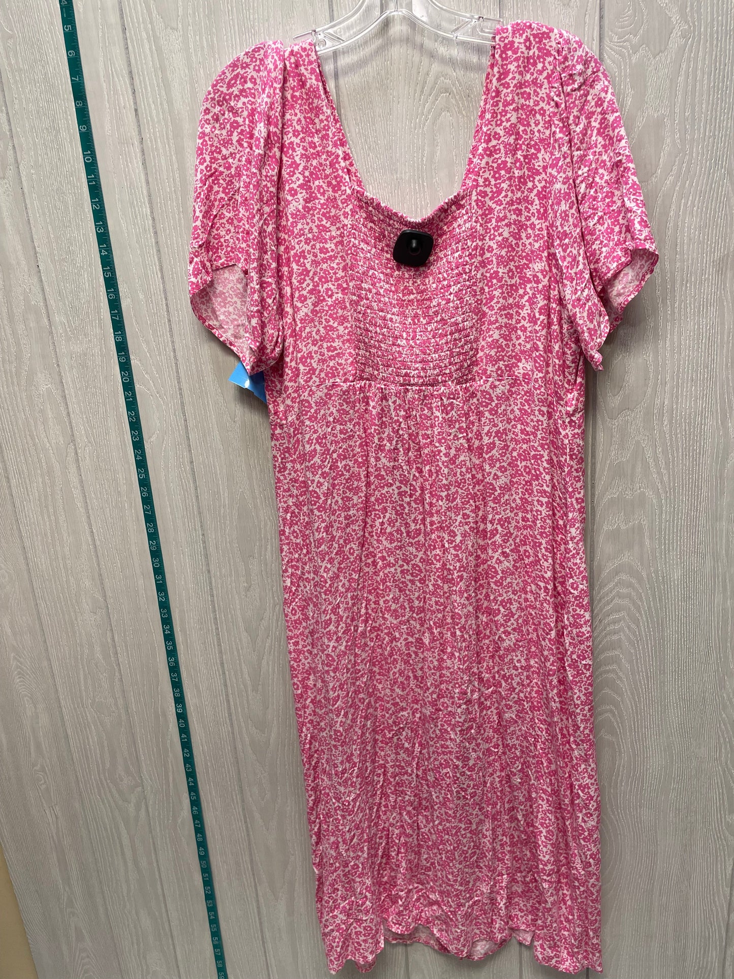 Dress Casual Midi By Old Navy In Pink & White, Size: Xlp