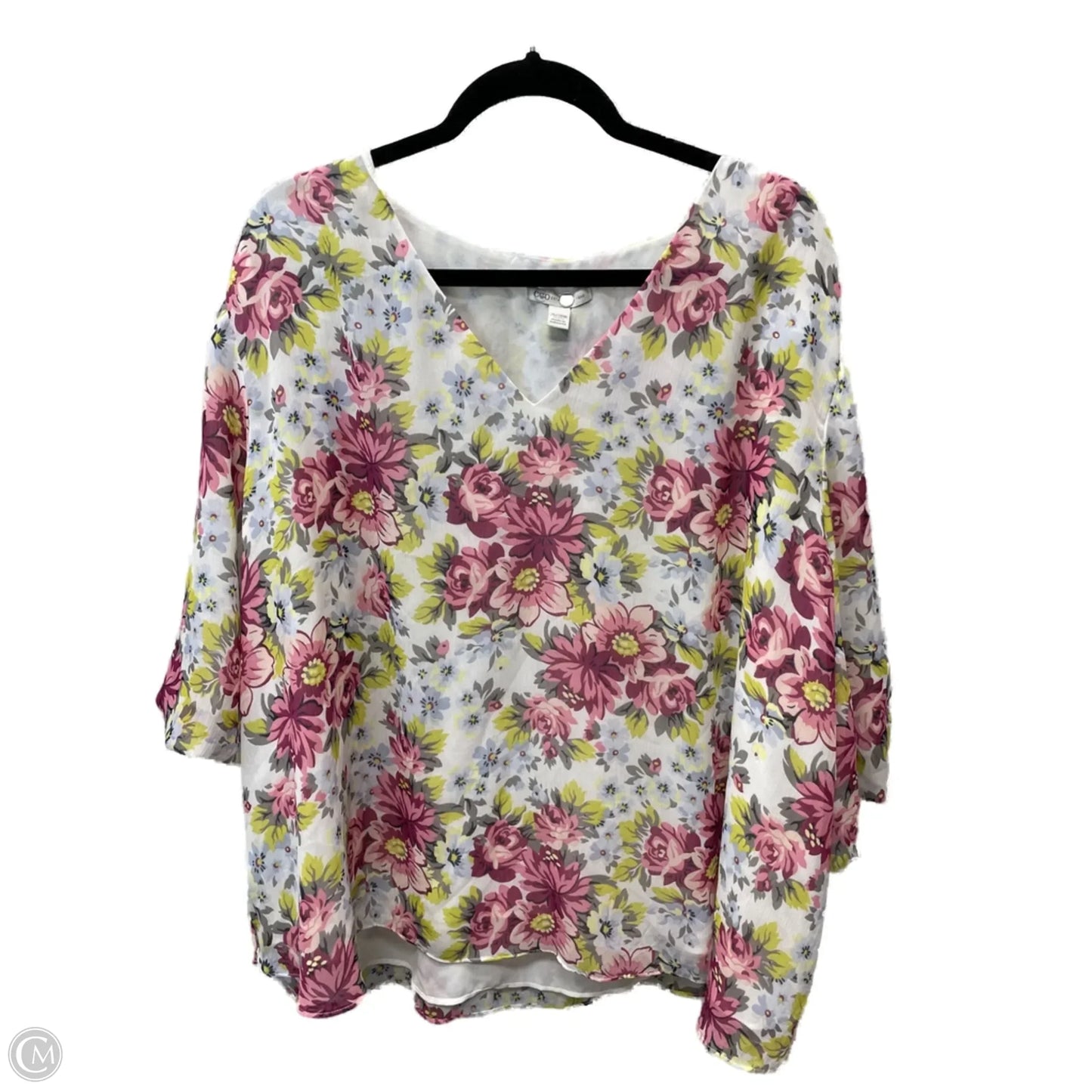 Top Short Sleeve By Cato In Floral Print, Size: 4x