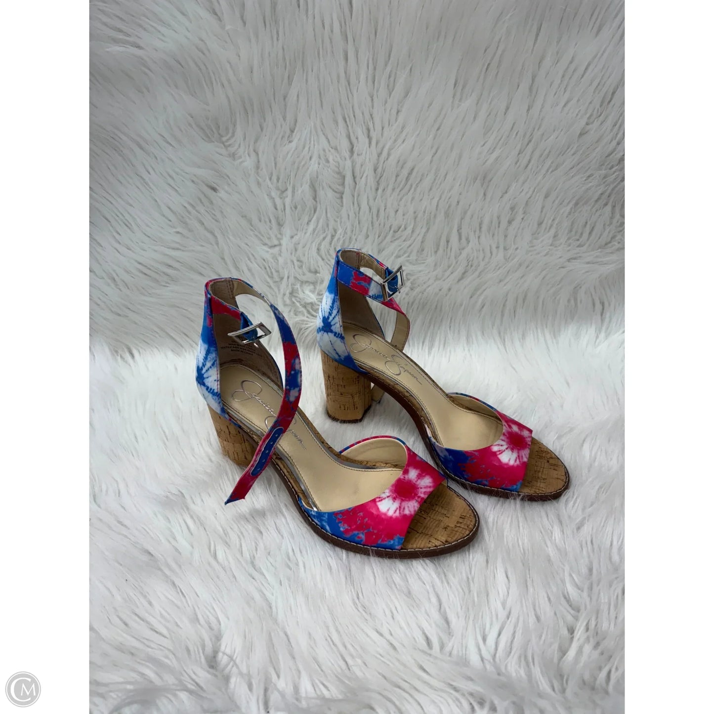 Sandals Heels Block By Jessica Simpson In Blue & Pink, Size: 8.5