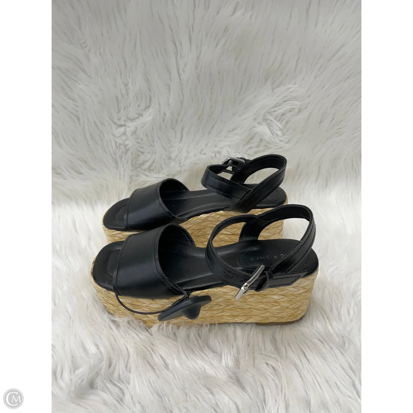 Sandals Heels Wedge By Marc Fisher In Black & Tan, Size: 6