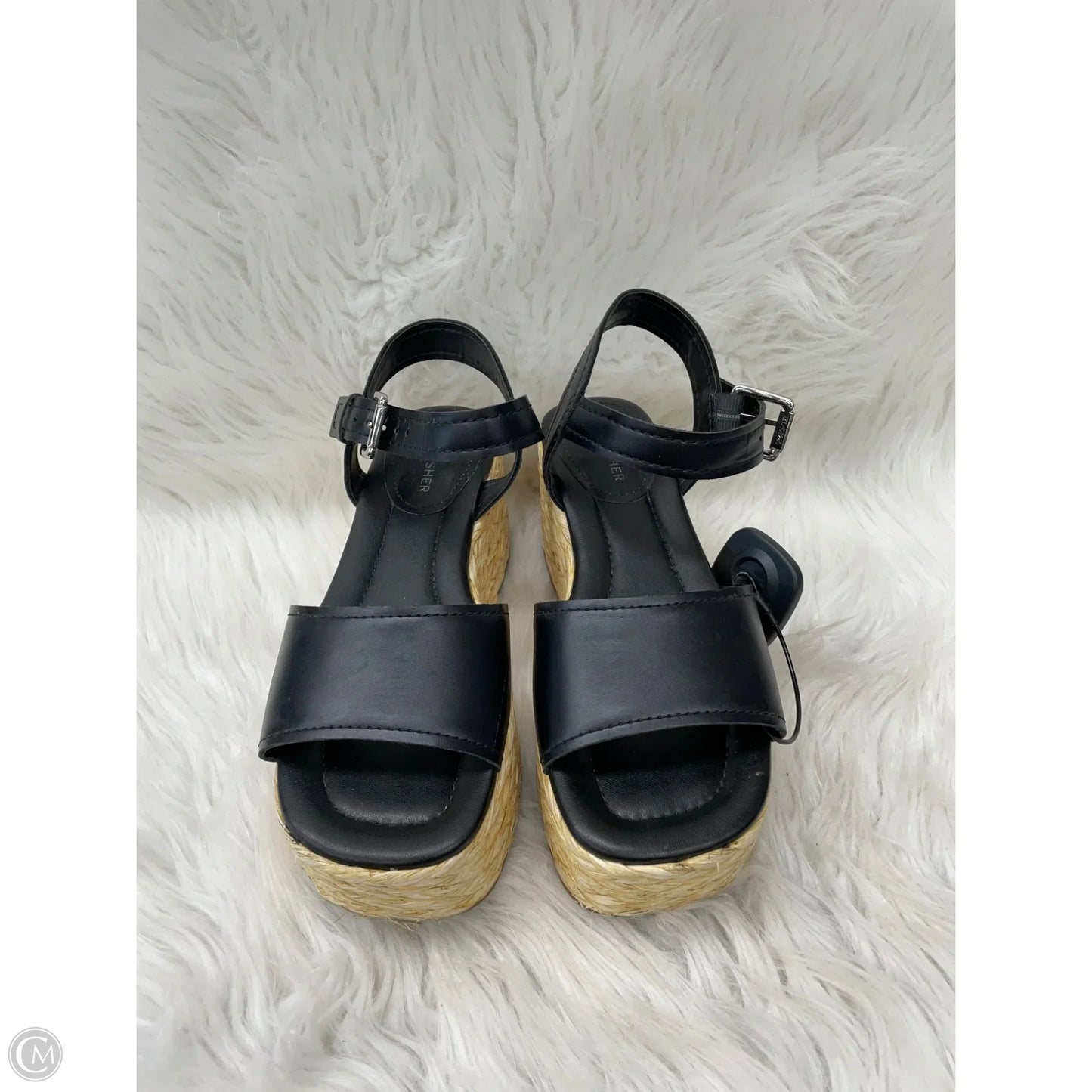 Sandals Heels Wedge By Marc Fisher In Black & Tan, Size: 6