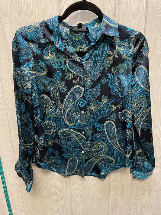 Blouse Long Sleeve By Jones New York In Blue & Green, Size: Sp