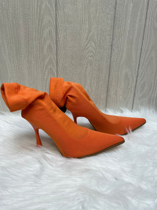 Orange Boots Ankle Heels Fashion Nova, Size 7