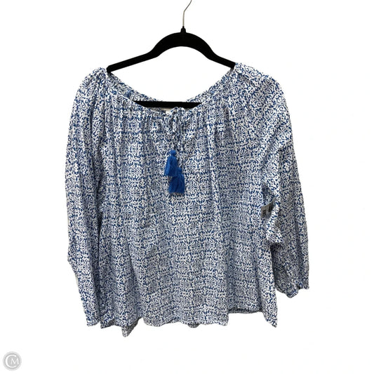 Top Long Sleeve By J. Crew In Blue & White, Size: 2x