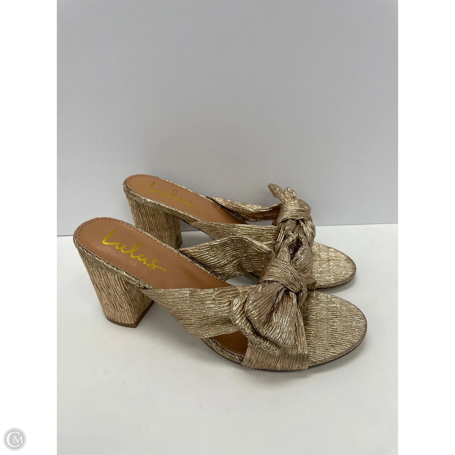 Sandals Heels Block By Lulus In Gold, Size: 8.5