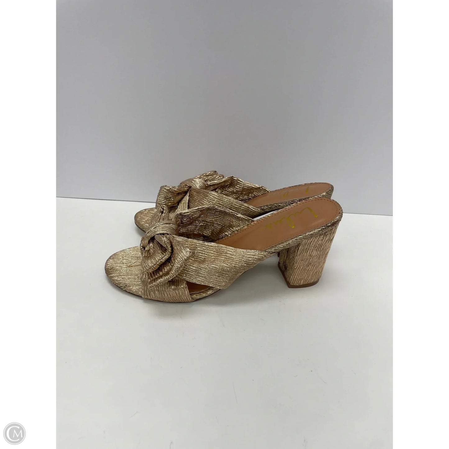 Sandals Heels Block By Lulus In Gold, Size: 8.5