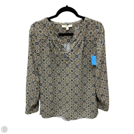 Top Long Sleeve By Etcetra In Green & Yellow, Size: Xs