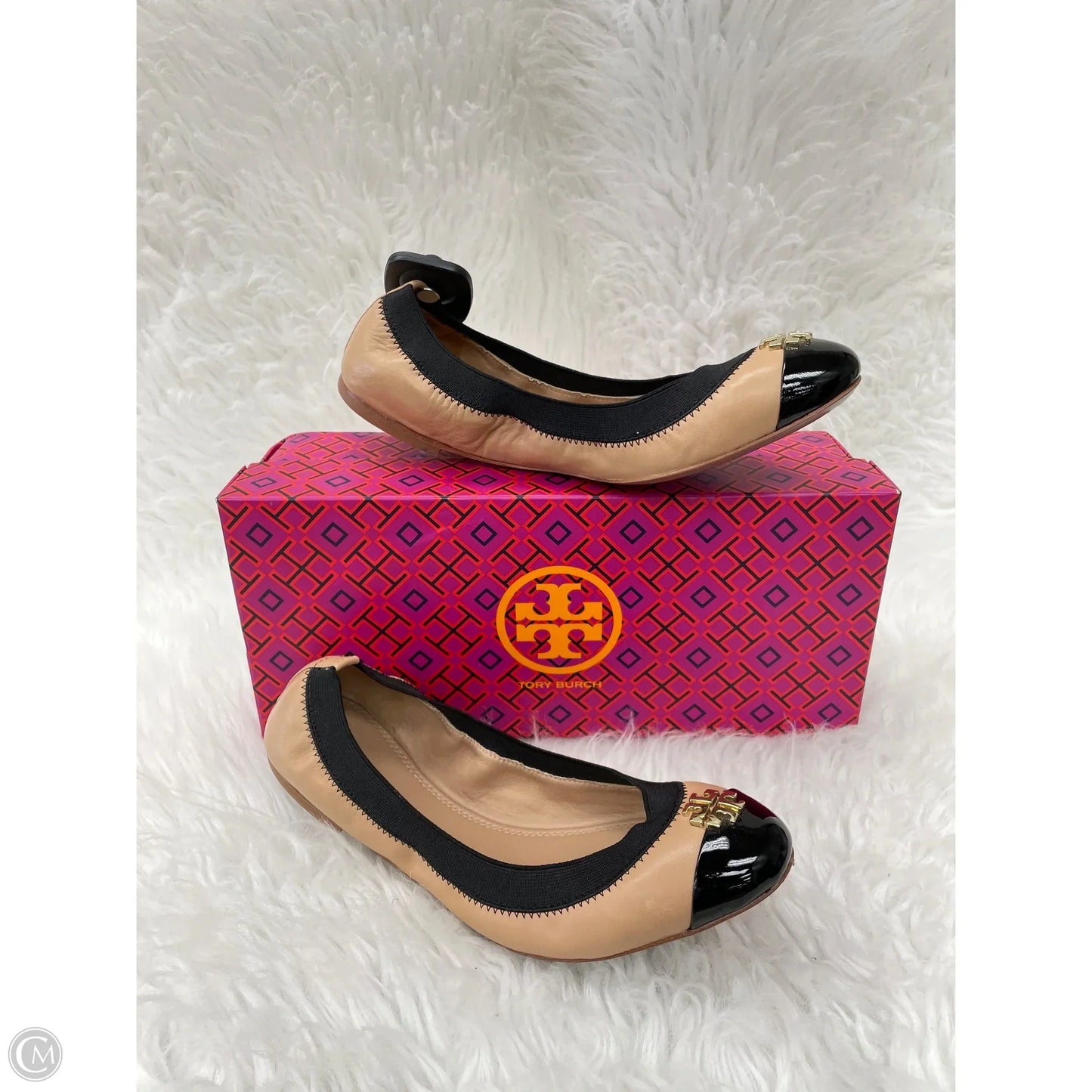 Shoes Designer By Tory Burch In Black & Tan, Size: 7.5