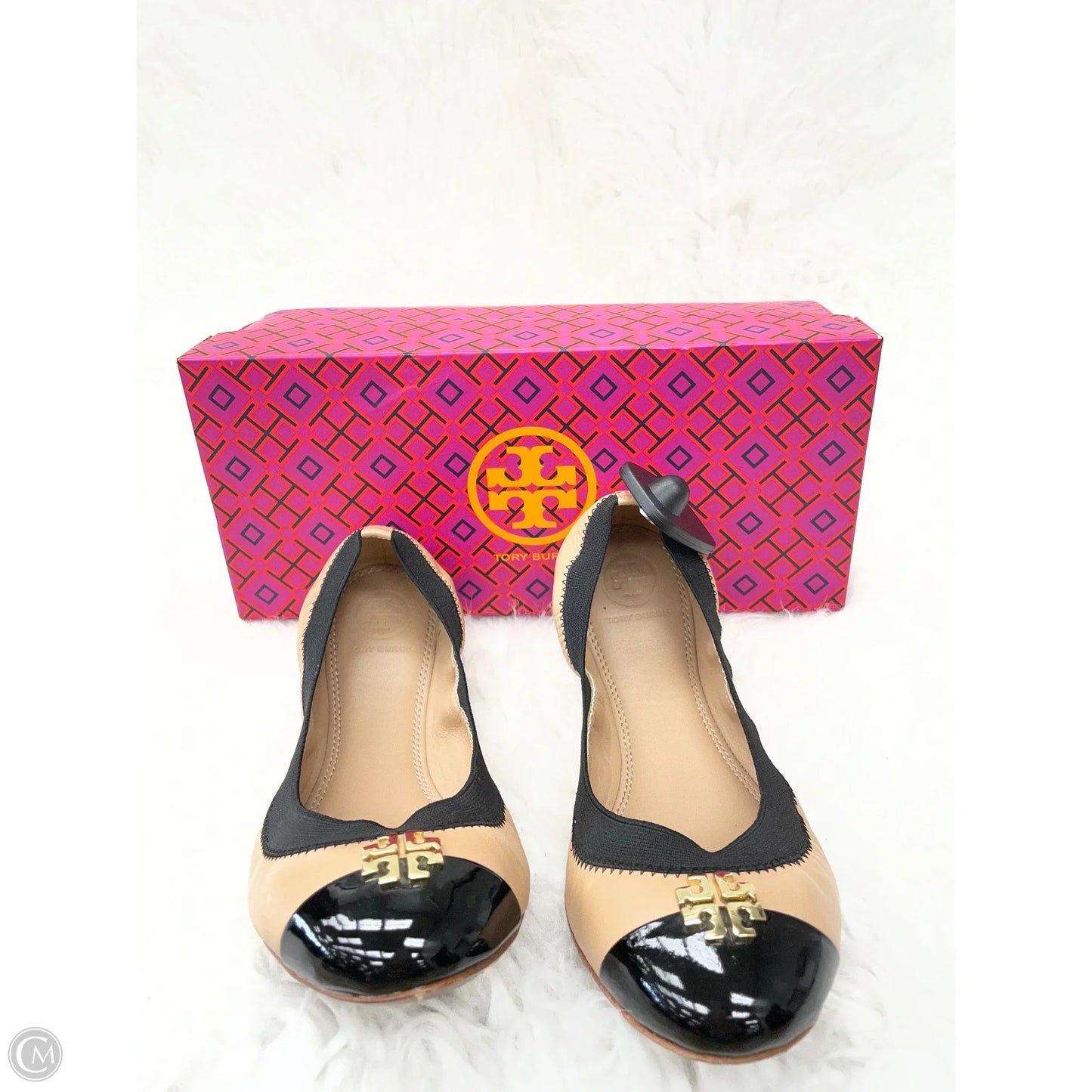 Shoes Designer By Tory Burch In Black & Tan, Size: 7.5